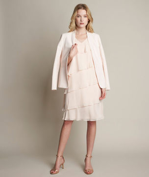 Picture of OLY NUDE SILK DRESS WITH RUFFLES